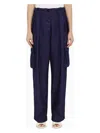 Dries Van Noten Polkar Pleated Cargo Pants In Blue