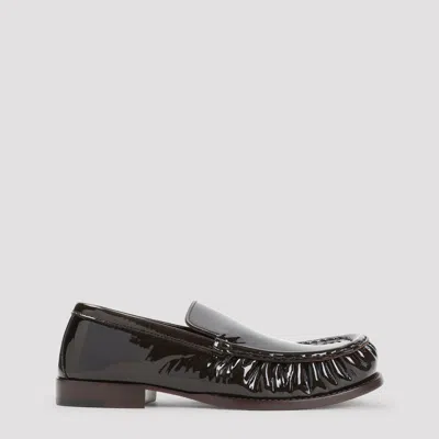 Dries Van Noten Olive Leather Loafers In Green