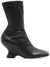 Dries Van Noten Square Toe Wedge Ankle Boots In Black