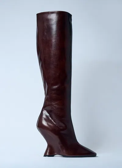 Dries Van Noten Women Leather Wedge Boots In Brown