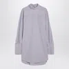 Dries Van Noten Checked Popeline Turtleneck Shirt With High Collar In Blue