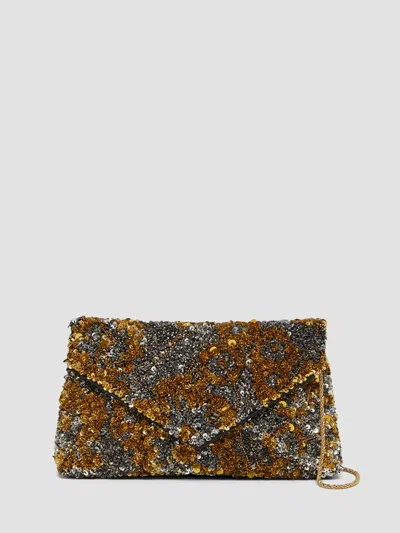Dries Van Noten Women's Medium Sequined Envelope Clutch In Silver