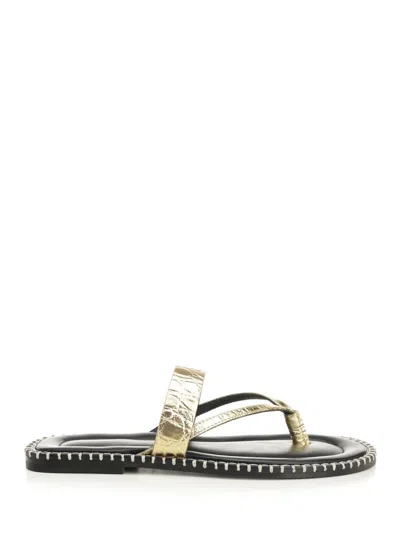 Dries Van Noten Women Metallic Leather Flip-flops In Multi