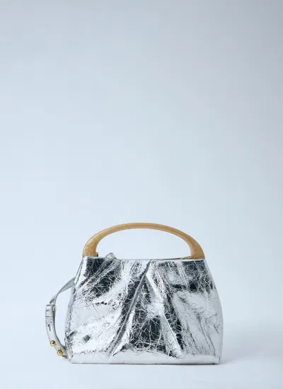 Dries Van Noten Women Metallic Structured Handbag In Silver