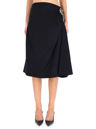 Dries Van Noten Midi Skirt "sovora" In Blue