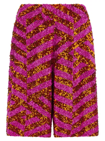 Dries Van Noten Multicolor Pomy Bis Bermuda Shorts In Pink