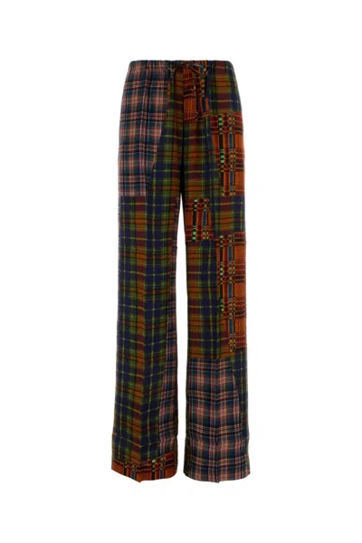 Dries Van Noten Women Multicolor Straight Flat Front Pants