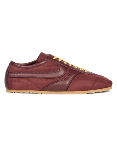 Dries Van Noten Women's Nylon Leather-trimmed Sneakers In Burgundy