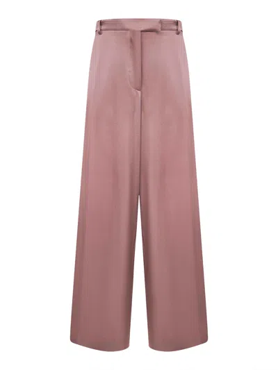 Dries Van Noten Women Old Rose Satin Wide-leg Trousers In Animal Print