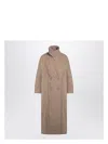 Dries Van Noten Oversized Coat In Camel-coloured Cotton Women In Beige