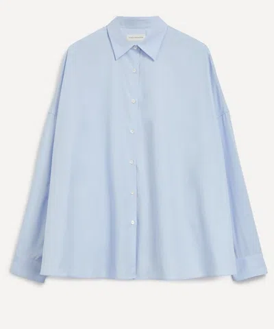 Dries Van Noten Wide White Shirt In Cotton In Blue