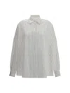 Dries Van Noten White Striped Cotton Cocoon Shirt In Neutral