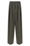 Dries Van Noten Wide Gray Wool Palazzo Pants In Green