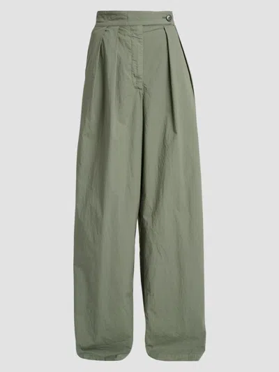 Dries Van Noten Women's Pamplona Stretch Cotton Pleated Pants In Sage