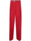 Dries Van Noten Peaches Wide-leg Wool Trousers In Red
