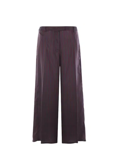Dries Van Noten Women Penn Wide-leg Trousers In Striped Twill In Purple