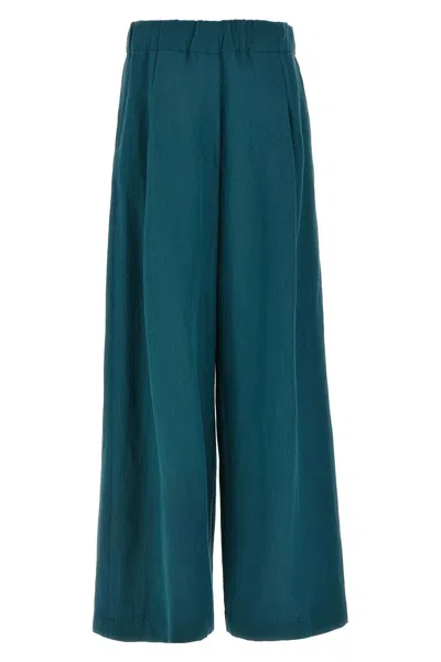 Dries Van Noten Trousers Wide Leg Elastic Waistband In Blue