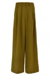 Dries Van Noten Trousers Wide Leg Elastic Waistband In Green