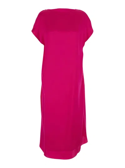 Dries Van Noten Women Pink Dress With V-neck On The Back And Short Sleeves In Silk Woman