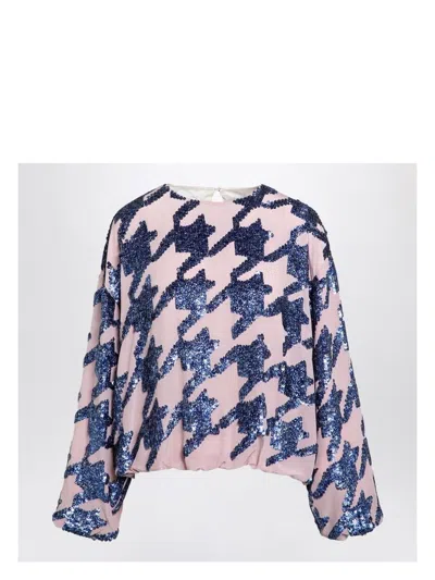 DRIES VAN NOTEN WOMEN'S PINK SEQUINED SILK BLOUSE SHIRT