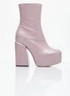 Dries Van Noten Women Platform Heel Leather Boots In Multi