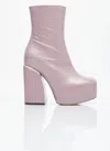 Dries Van Noten Platform Heel Leather Boots In Multicolor