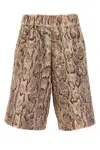 Dries Van Noten Pomy Sequined Snake-print Cotton Poplin Wide-leg Shorts In Multicolor