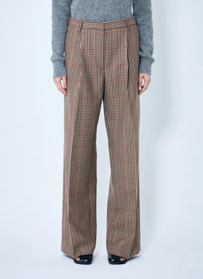 Dries Van Noten Women Porter Check Pants In Brown
