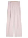 Dries Van Noten Straight Pleated Wide Leg Trousers In Pink & Purple