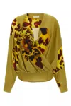 Dries Van Noten Camiel Leopard Orchid Print Faux Wrap Top In Multicolor