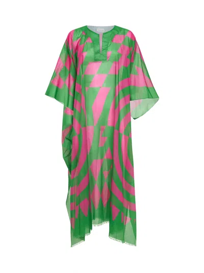 Dries Van Noten Women Printed Cotton Long Kaftan In Green