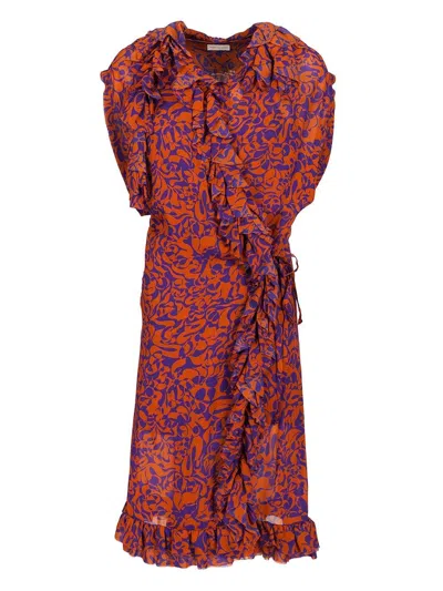 Dries Van Noten Women Printed Dress With Ruffles In Multi