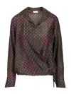 Dries Van Noten Long Sleeve Patterned Top With Tie Detail In Multi
