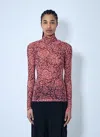 Dries Van Noten Stretch Tulle Turtleneck Knitwear Multicolor In Pink