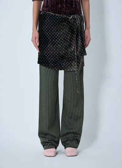 Dries Van Noten Women Printed Pants With Contrast Overlay In Multi