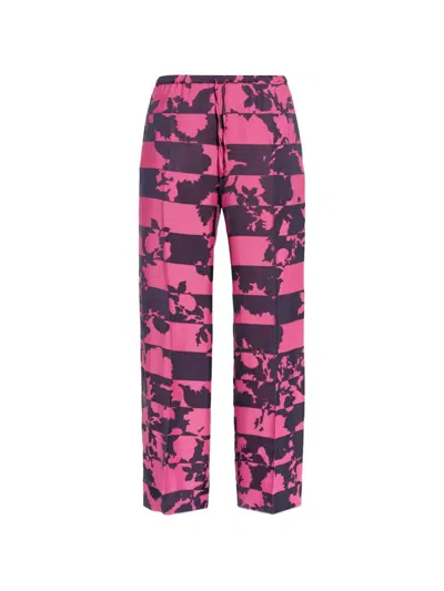Dries Van Noten Puvis Long Trousers Bold Pattern Wide Leg In Pink