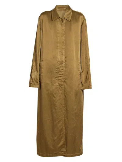 Dries Van Noten Women's Raltonas Satin Oversized Single-breasted Coat In Brown