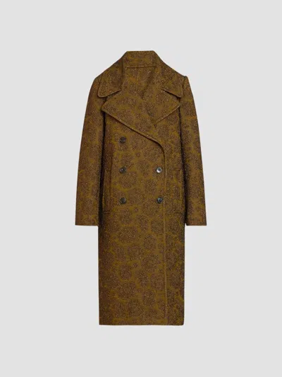Dries Van Noten Women's Riani Metallic Jacquard Coat In Brown