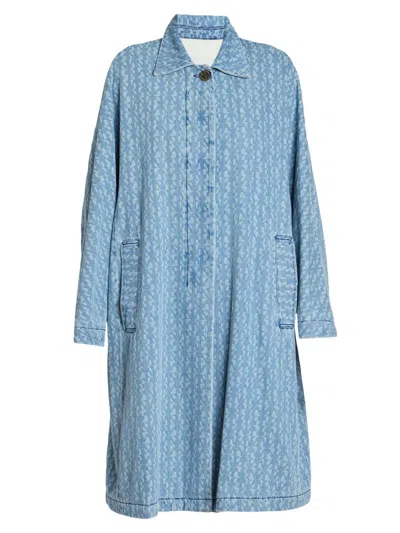 Dries Van Noten Women's Roolsy Printed Denim Oversized Single-breasted Coat