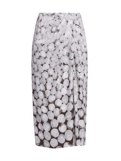 Dries Van Noten Women's Sampa Draped Printed Midi-skirt In Gray