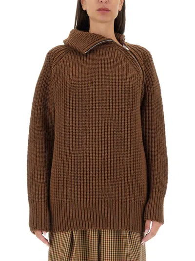 Dries Van Noten Women Shirt With Zip. In Brown