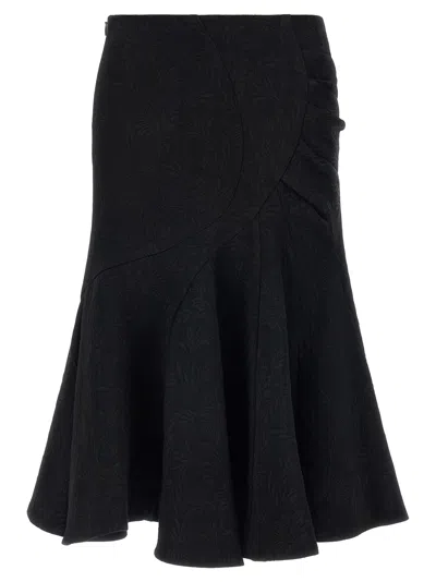 Dries Van Noten Womens Black Sibel Jacquard Cotton-blend Midi Skirt