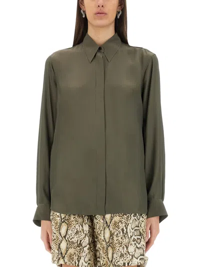 Dries Van Noten Women Silk Blend Satin Shirt In Green