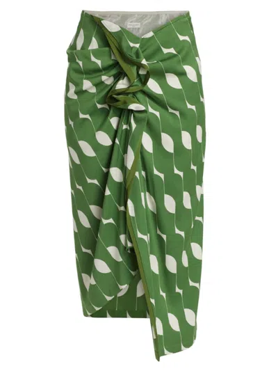 Dries Van Noten Women's Sinas Printed Sarong-style Skirt In Green