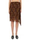 Dries Van Noten Floral Skirt With Studs Applied In Brown