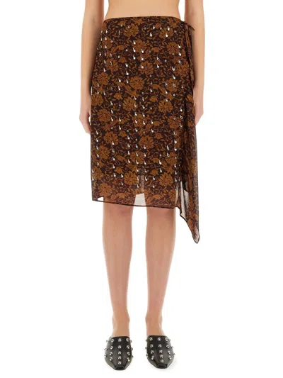 DRIES VAN NOTEN DRIES VAN NOTEN WOMEN SKIRT WITH PRINT AND APPLIQUÉ