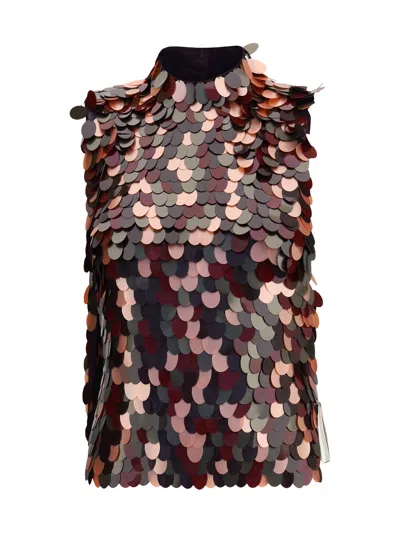 Dries Van Noten Embellished Crepe Carmasa Top In Burgundy