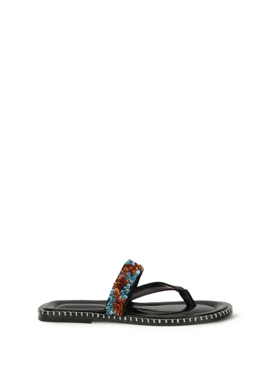 Dries Van Noten Women Slip-on Leather Sandals With Sequins In Black