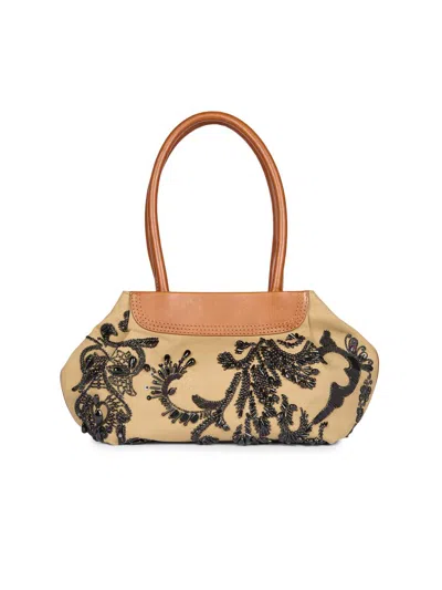 Dries Van Noten Women's Small Embellished Cotton Tote Bag In Camel