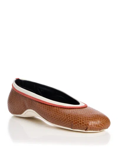 Dries Van Noten Women's Snake Embossed Leather Ballet Flats In Brown